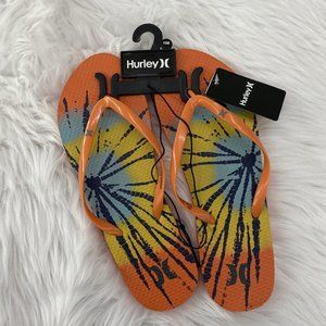 Hurley womens sandal flip flops orange toe dye size 10 NWT